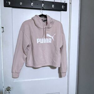 Puma Women’s light pink long sleeve hooded crop sweatshirt size small Hoodie